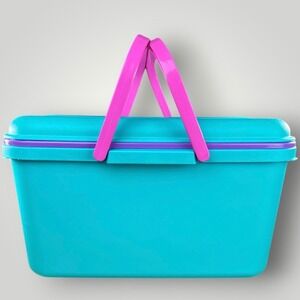 CraftStor Sewing Craft 20" Storage Organizer PLUS 4 Inserts Teal Pink 1980s 90s